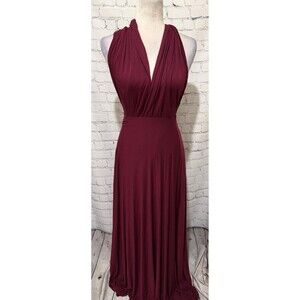 Lulus Tricks of the Trade Burgundy Convertible Formal Gown Maxi Dress Small